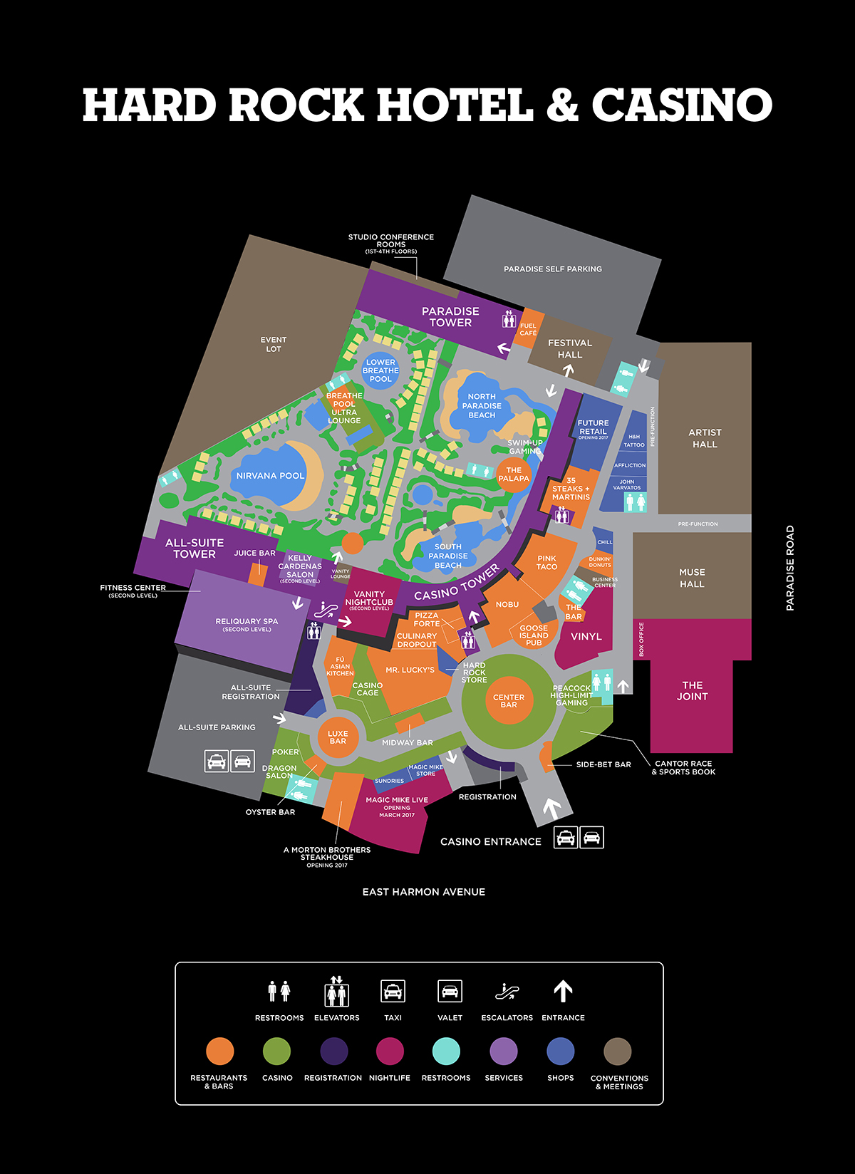 Hard Rock Hotel Facility Map -  Las Vegas
